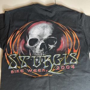 Sturgis bike week black T-shirt 2004 Front Back Sz S Clean Motorcycle Rally C5